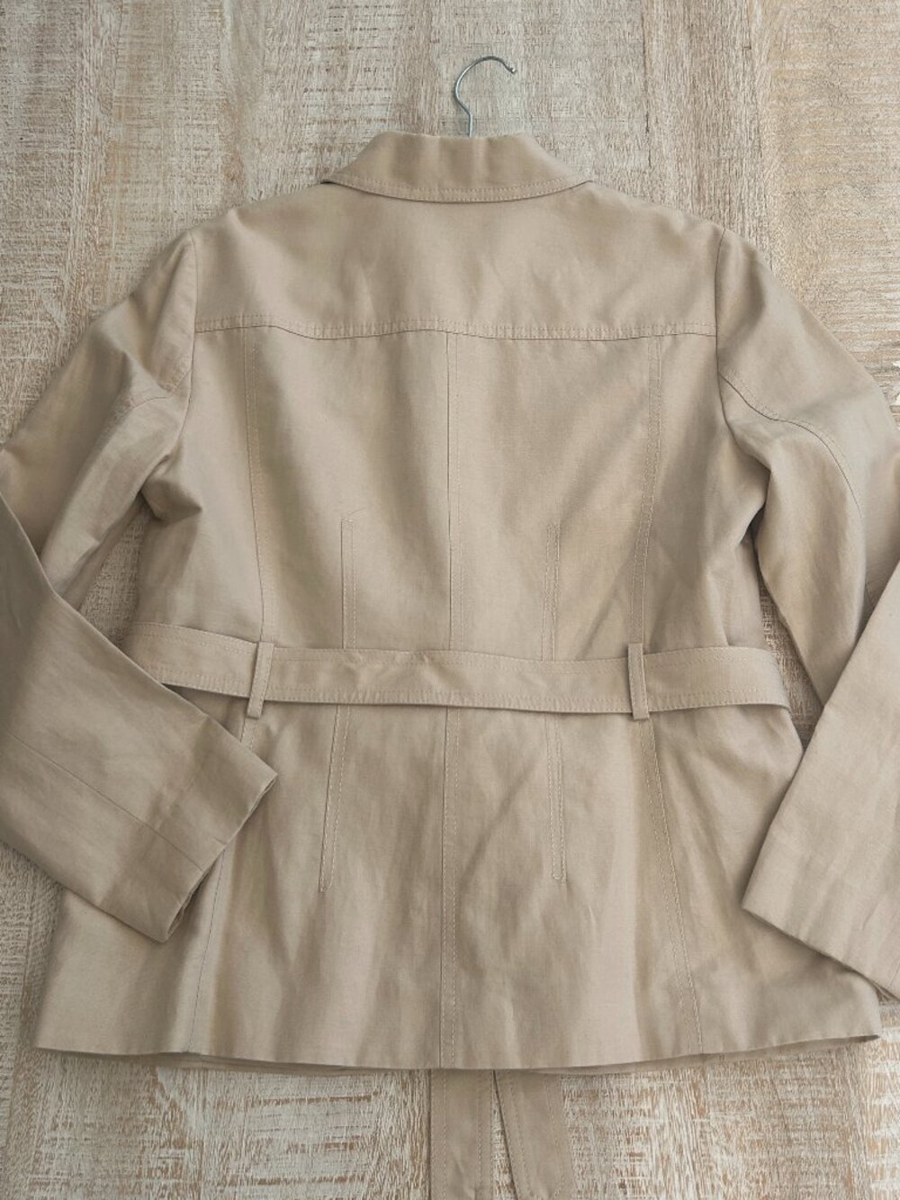 Ann Taylor Lined Safari Utility Jacket Beige/Tan/Creme Linen Cotton Size 8 - Picture 4 of 10